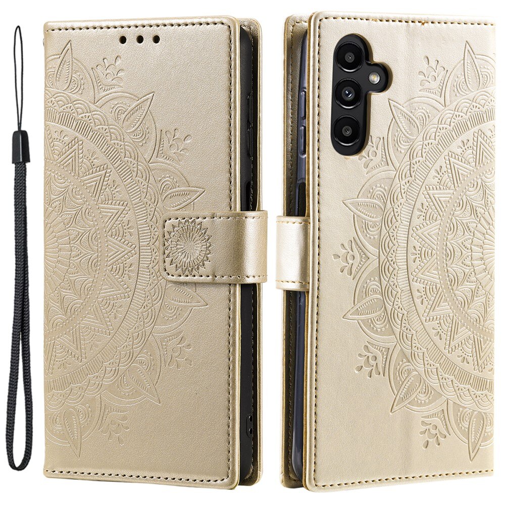 Samsung Galaxy A16 Leather Cover Mandala Gold