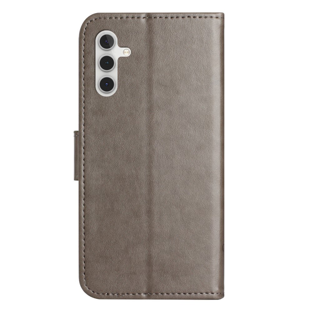 Samsung Galaxy A16 Leather Cover Imprinted Butterflies Grey