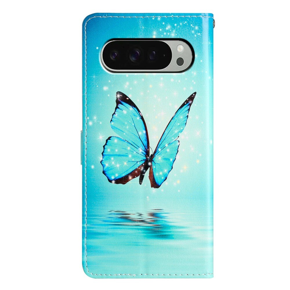 Google Pixel 9 Pro Wallet Book Cover Blue Butterflies