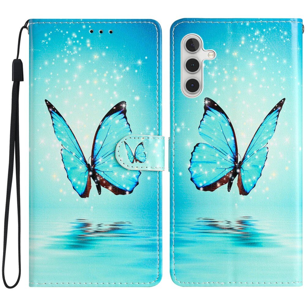 Samsung Galaxy A16 Wallet Book Cover Blue Butterflies