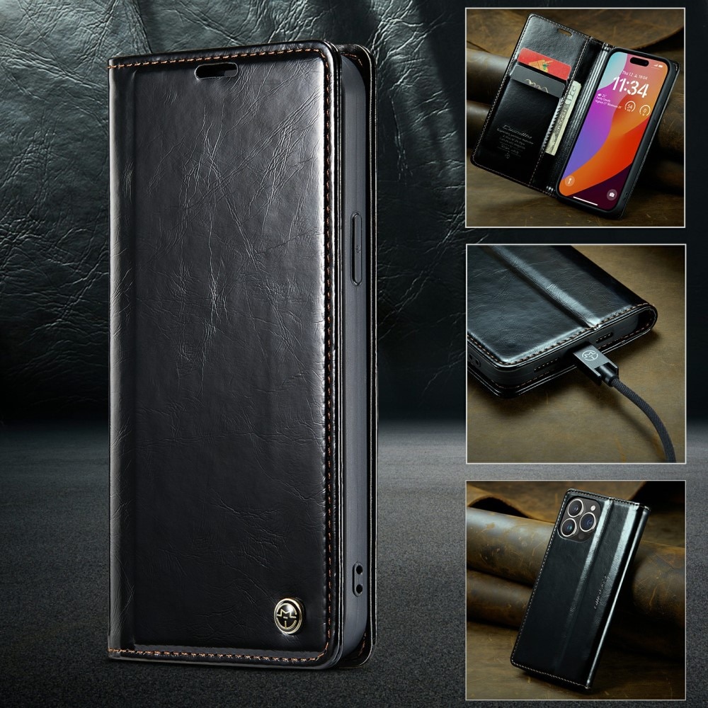 iPhone 16 Pro Max Leather Cover Black