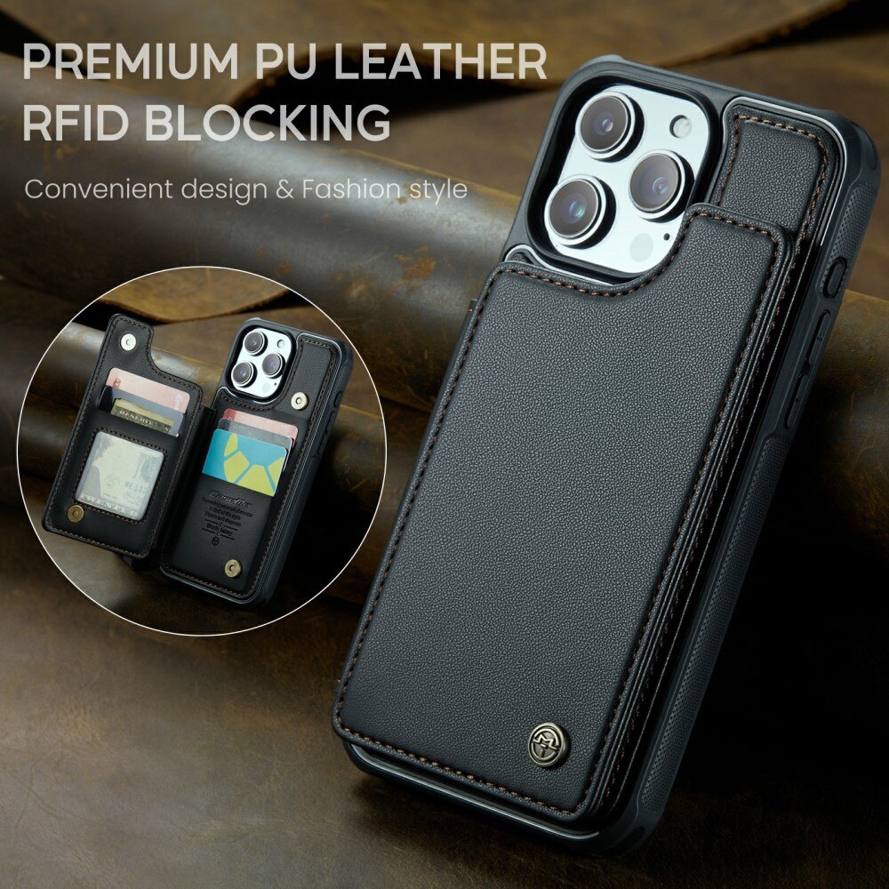 iPhone 16 Pro Max RFID blocking Wallet Cover Black