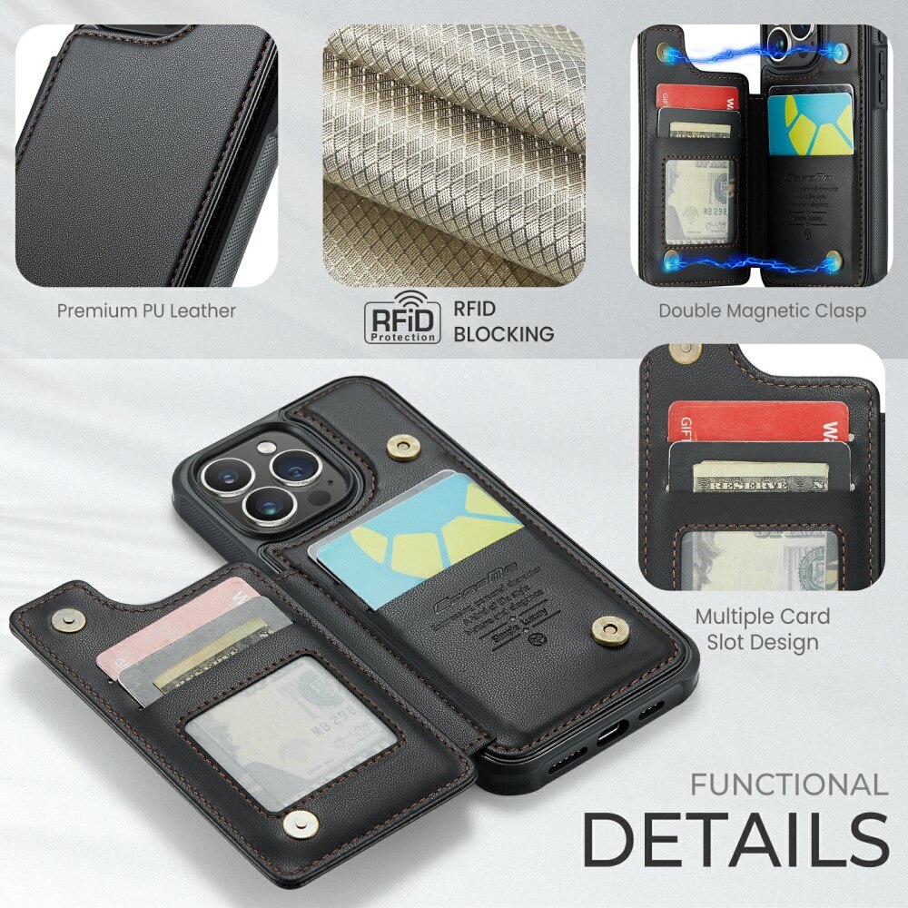 iPhone 16 Pro RFID blocking Wallet Cover Black