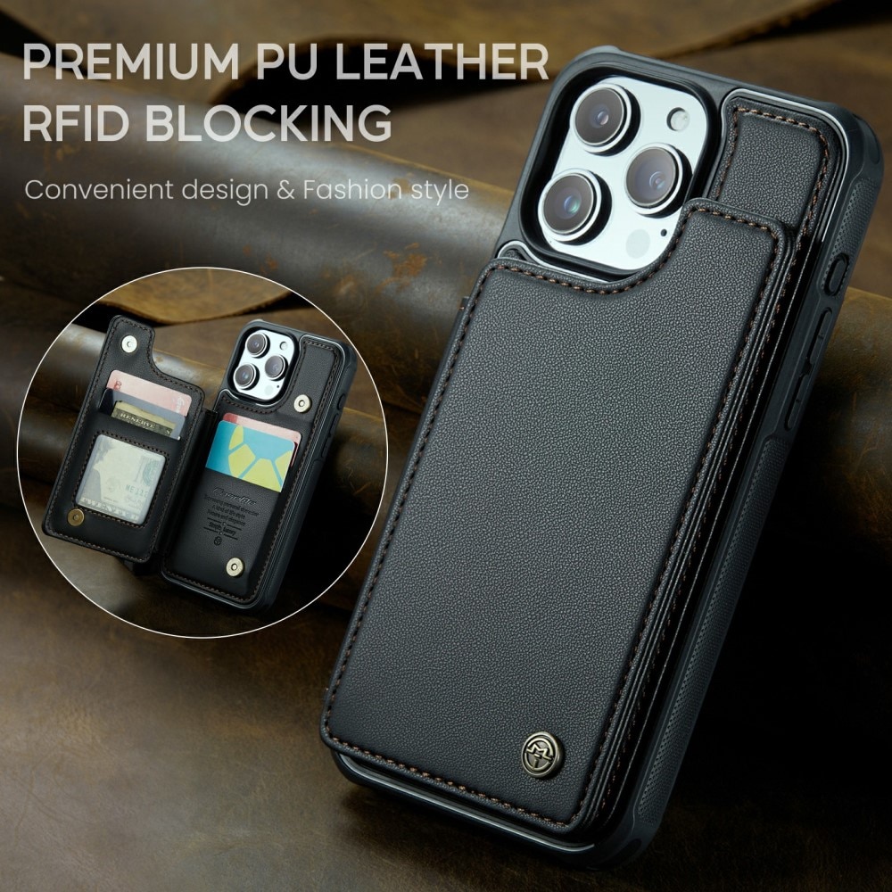 iPhone 16 Pro RFID blocking Wallet Cover Black