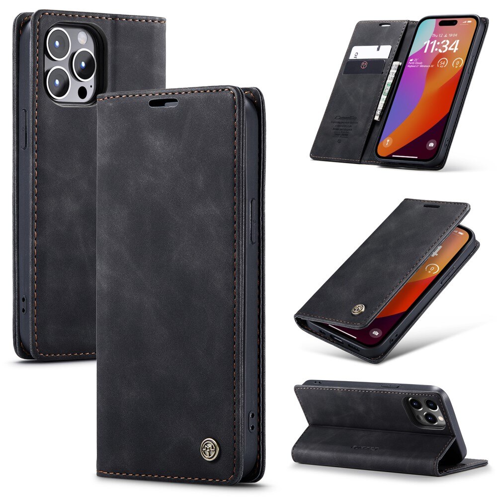 iPhone 16 Pro Max Slim Wallet Case Black