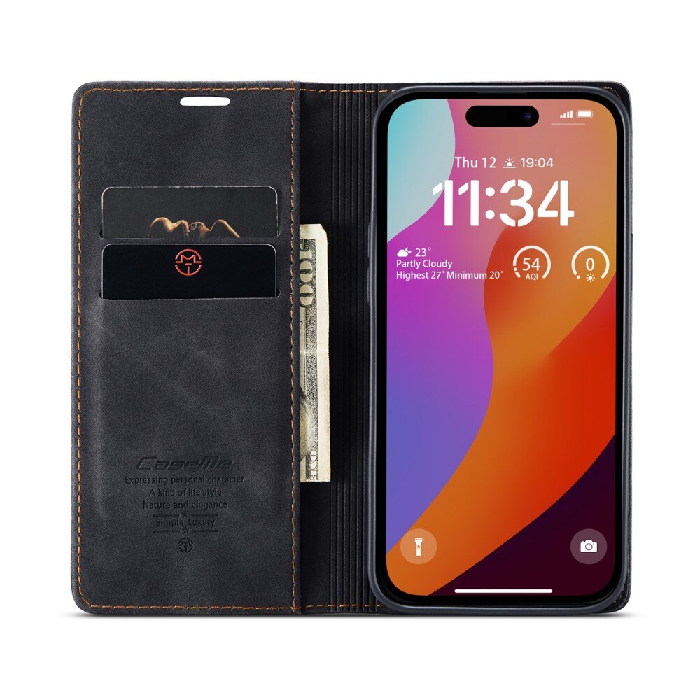 iPhone 16 Pro Max Slim Wallet Case Black