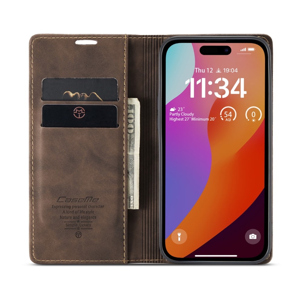 iPhone 16 Pro Slim Wallet Case Brown