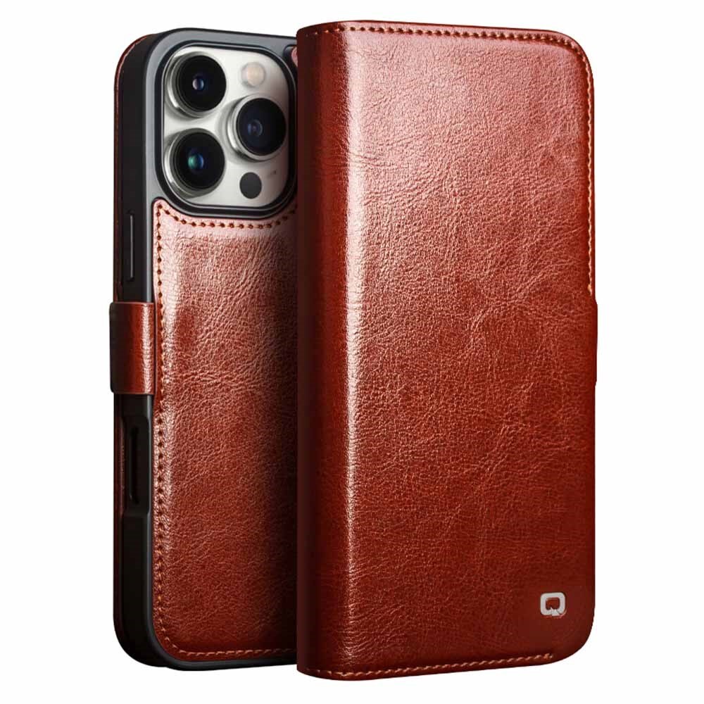 iPhone 16 Pro Leather Wallet Case Brown