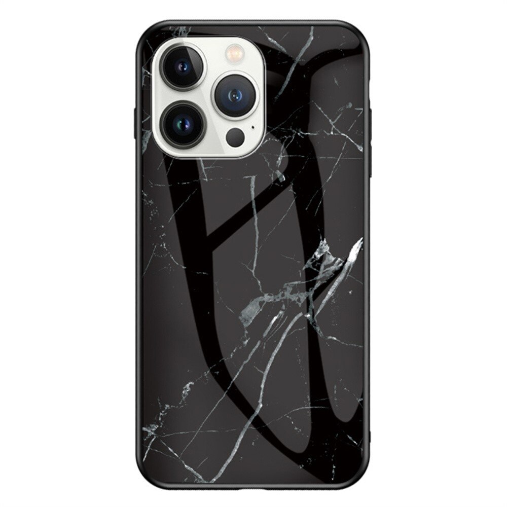 iPhone 16 Pro Tempered Glass Case Black Marble