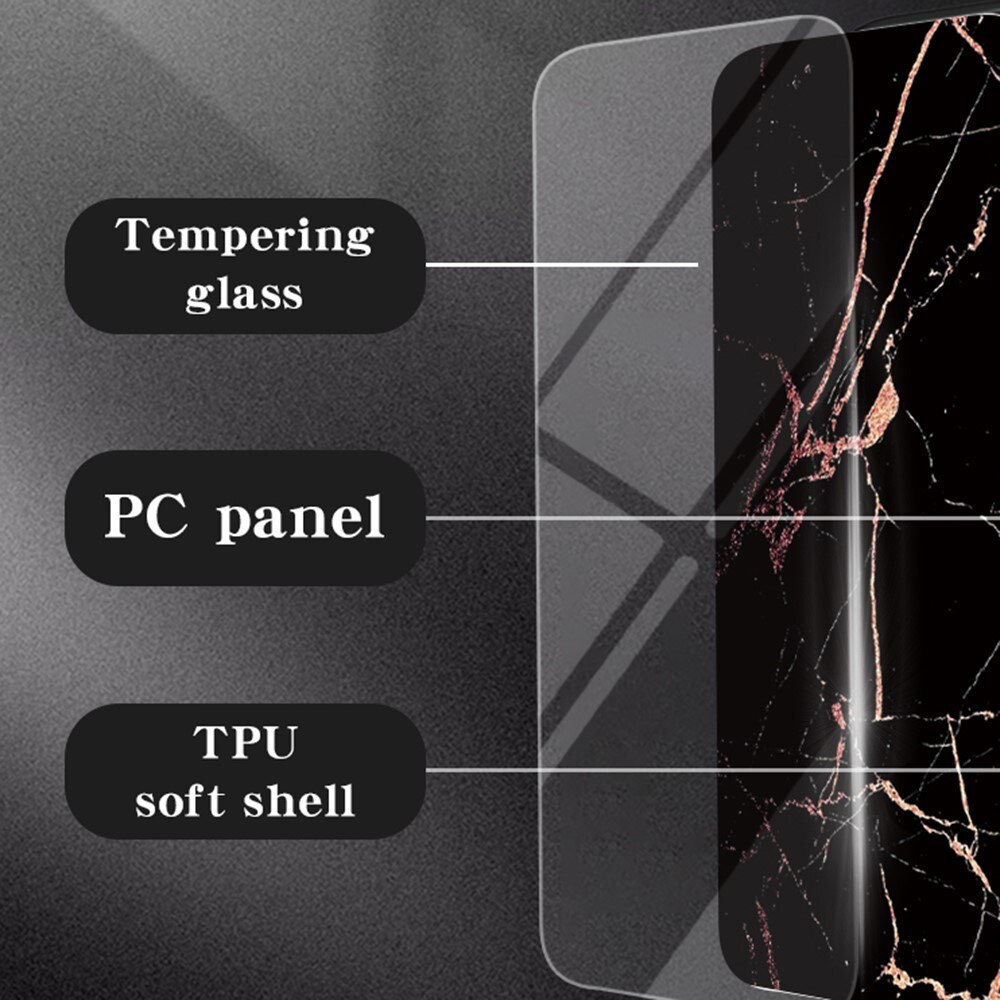 iPhone 16 Tempered Glass Case Black Marble