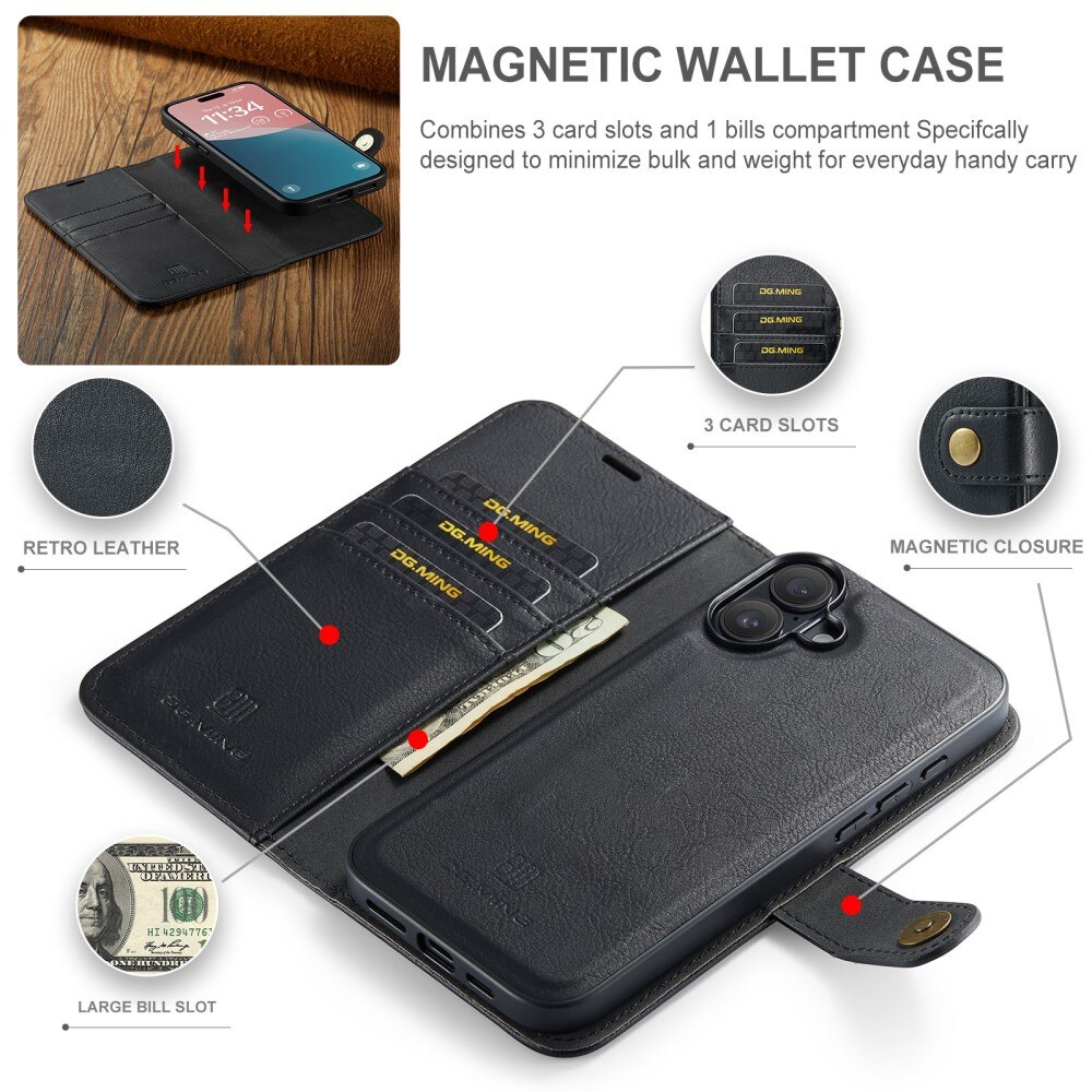 iPhone 16 Plus Magnet Wallet Black