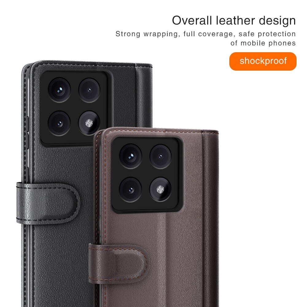 Xiaomi 14T Genuine Leather Wallet Case Black