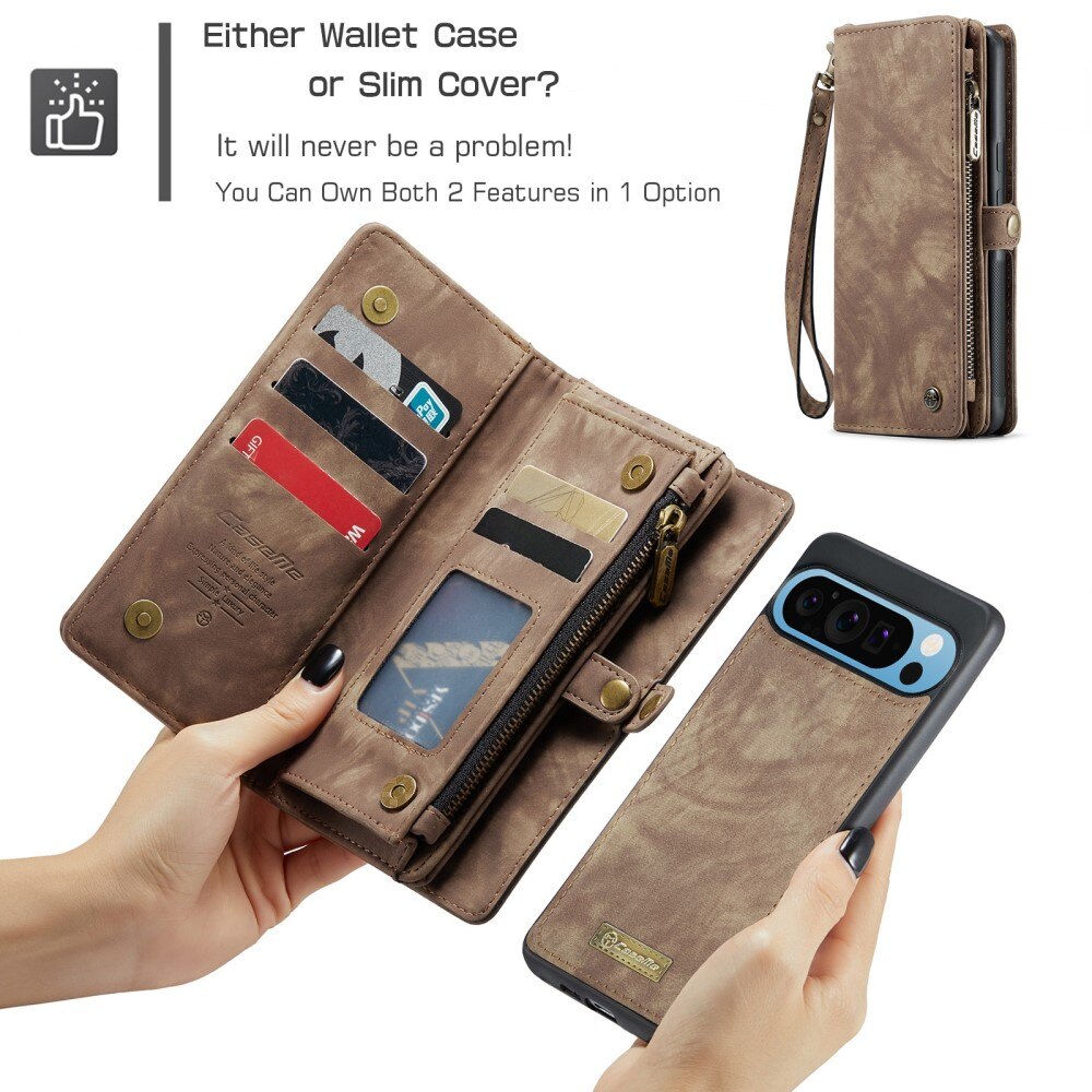 Google Pixel 9 Pro XL Multi-slot Wallet Case Brown