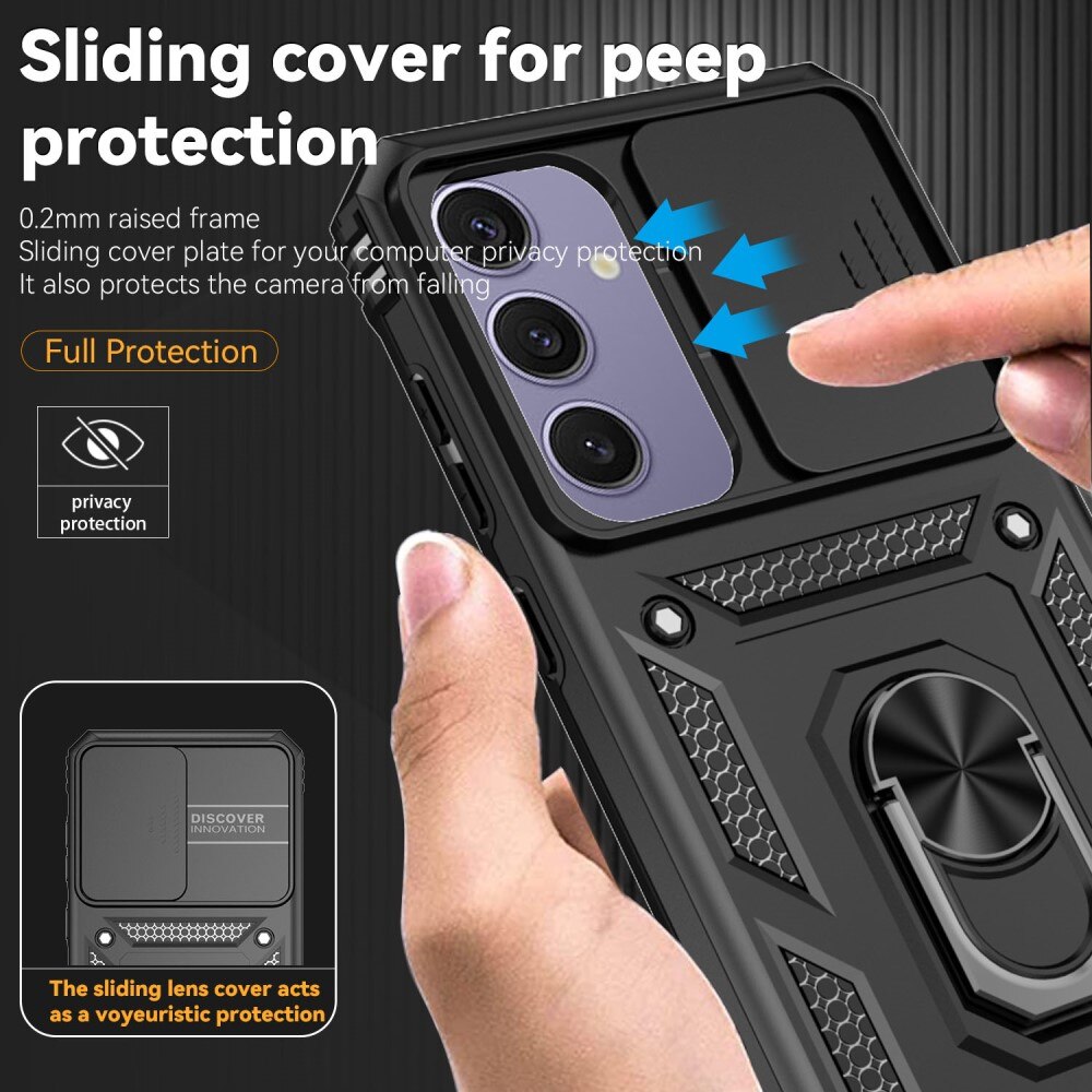 Samsung Galaxy S24 FE Hybrid Case Tech Ring w. Camera Protector Black