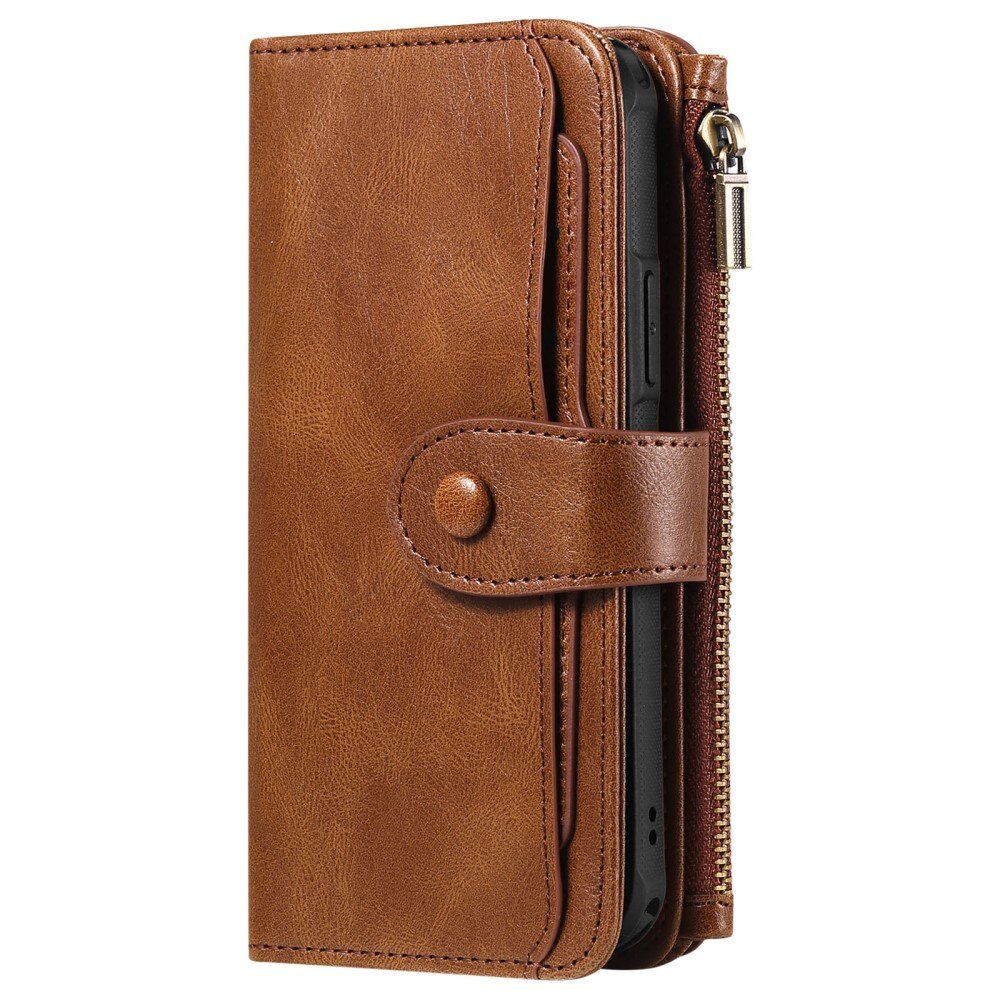 iPhone 16 Pro Magnet Leather Multi Wallet Brown