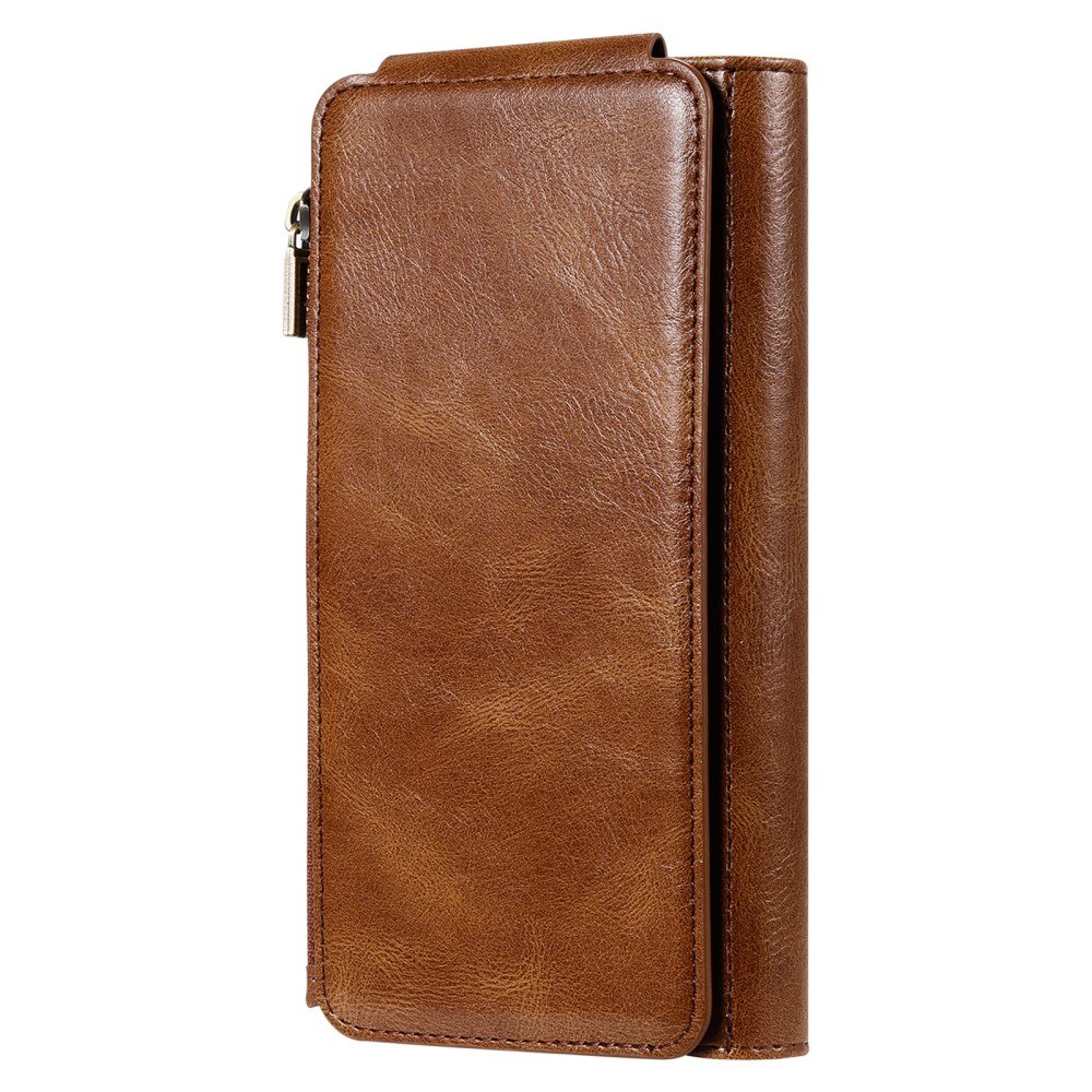 iPhone 16 Pro Magnet Leather Multi Wallet Brown