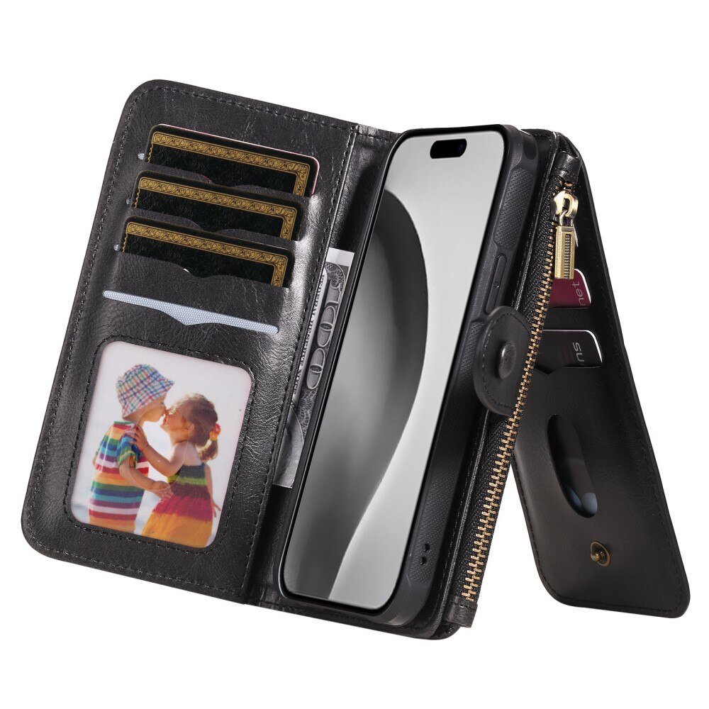 iPhone 16 Pro Magnet Leather Multi Wallet Black