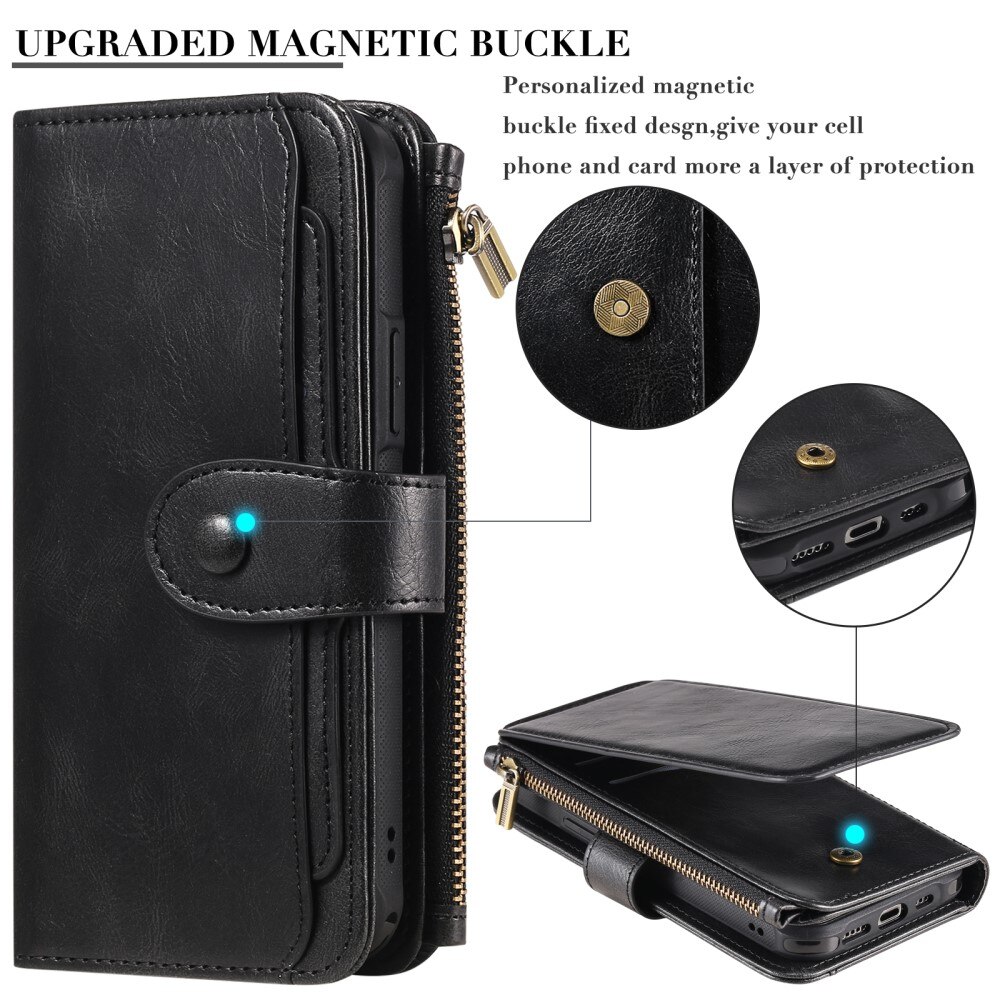 iPhone 16 Pro Magnet Leather Multi Wallet Black