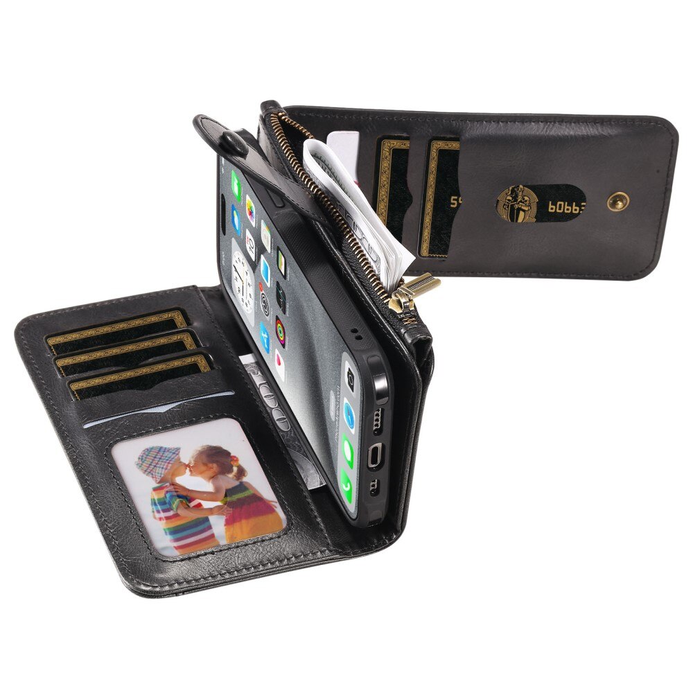 iPhone 16 Pro Max Magnet Leather Multi Wallet Black