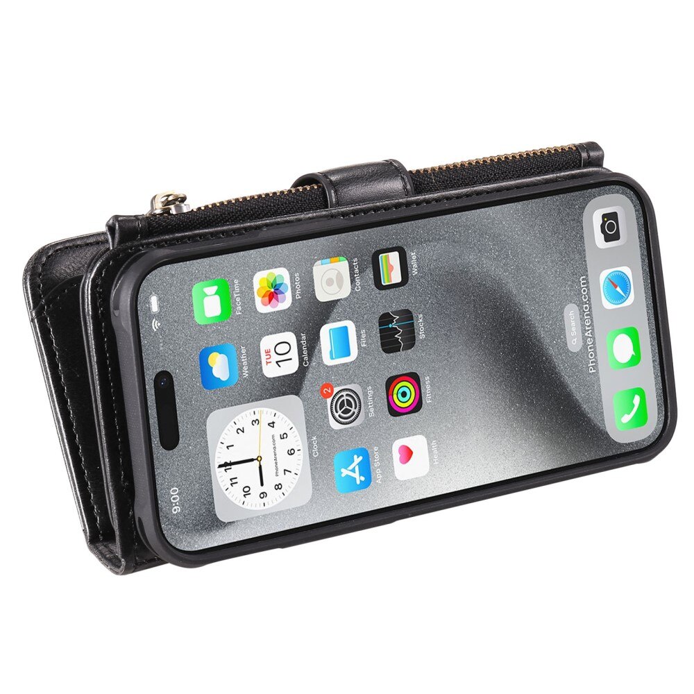 iPhone 16 Pro Max Magnet Leather Multi Wallet Black