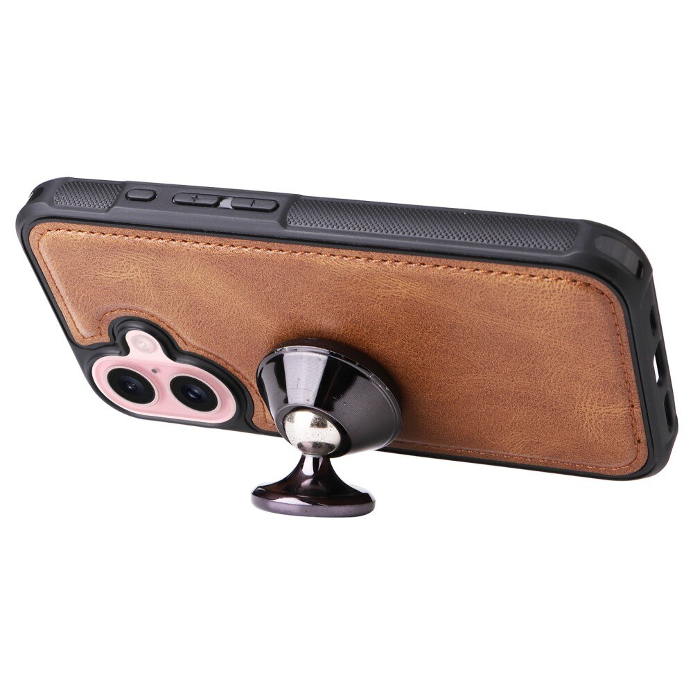 iPhone 16 Magnet Leather Multi Wallet Brown