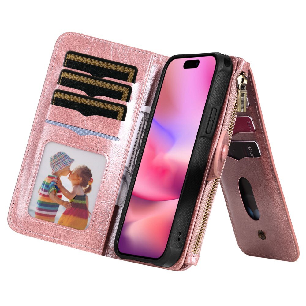 iPhone 16 Magnet Leather Multi Wallet Pink