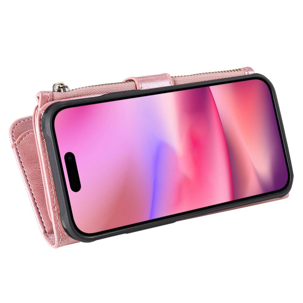 iPhone 16 Magnet Leather Multi Wallet Pink