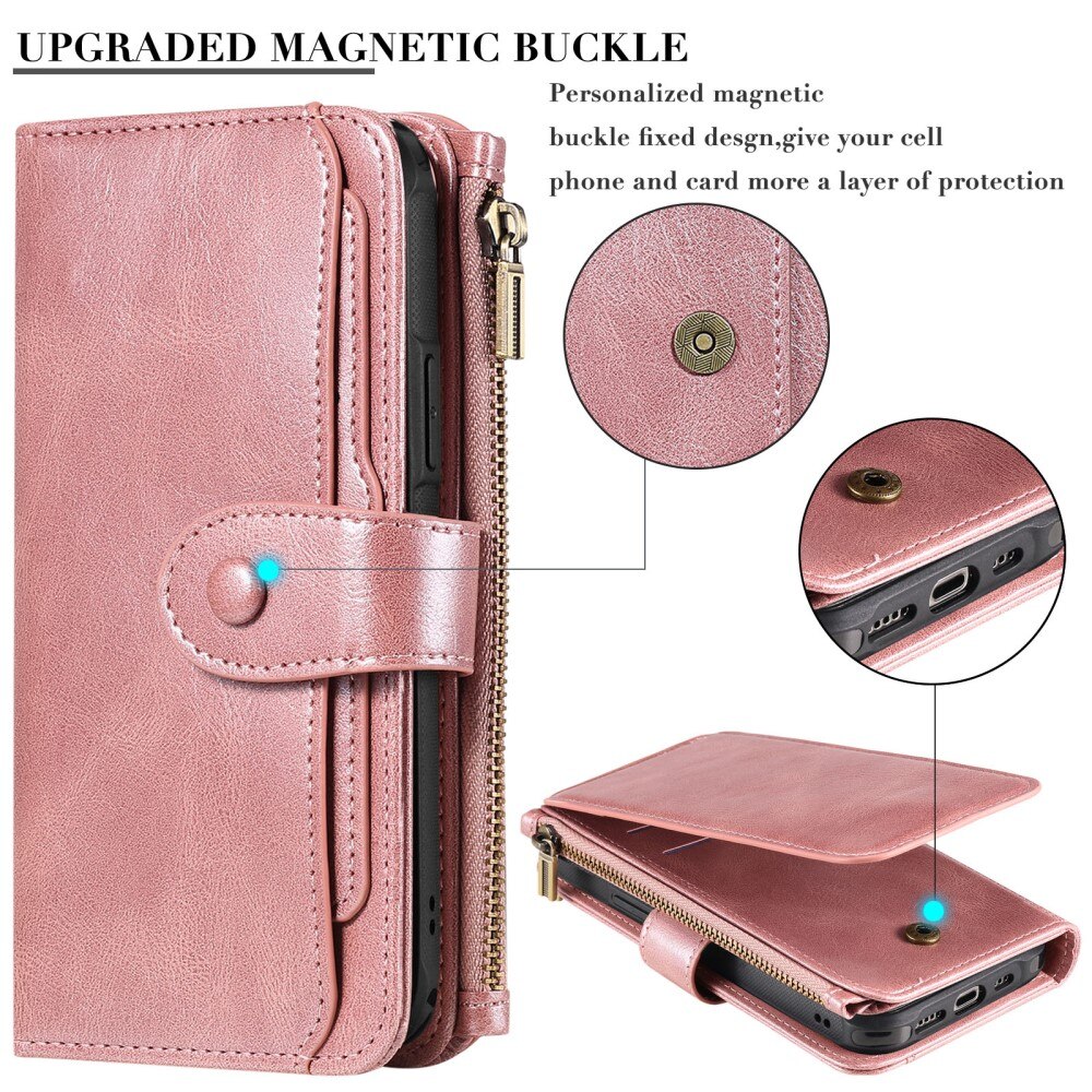 iPhone 16 Magnet Leather Multi Wallet Pink