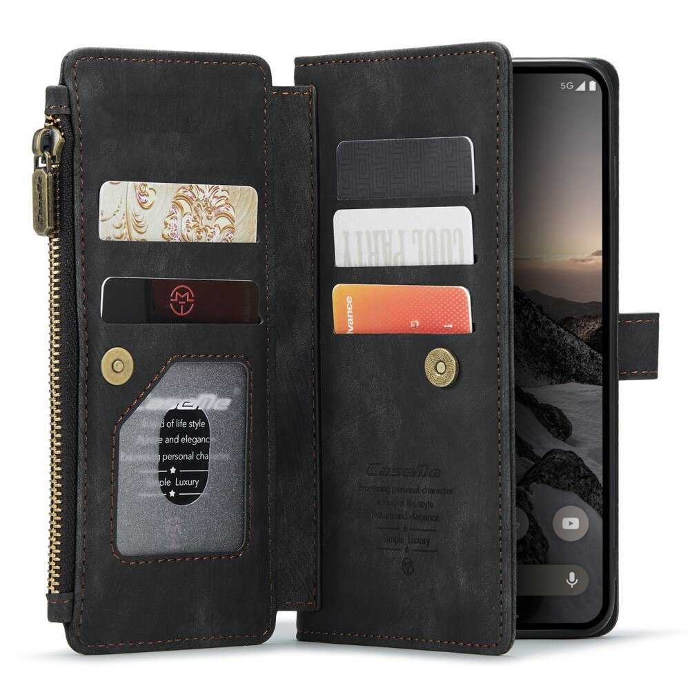 Google Pixel 9 Pro Zipper Wallet Book Cover Black