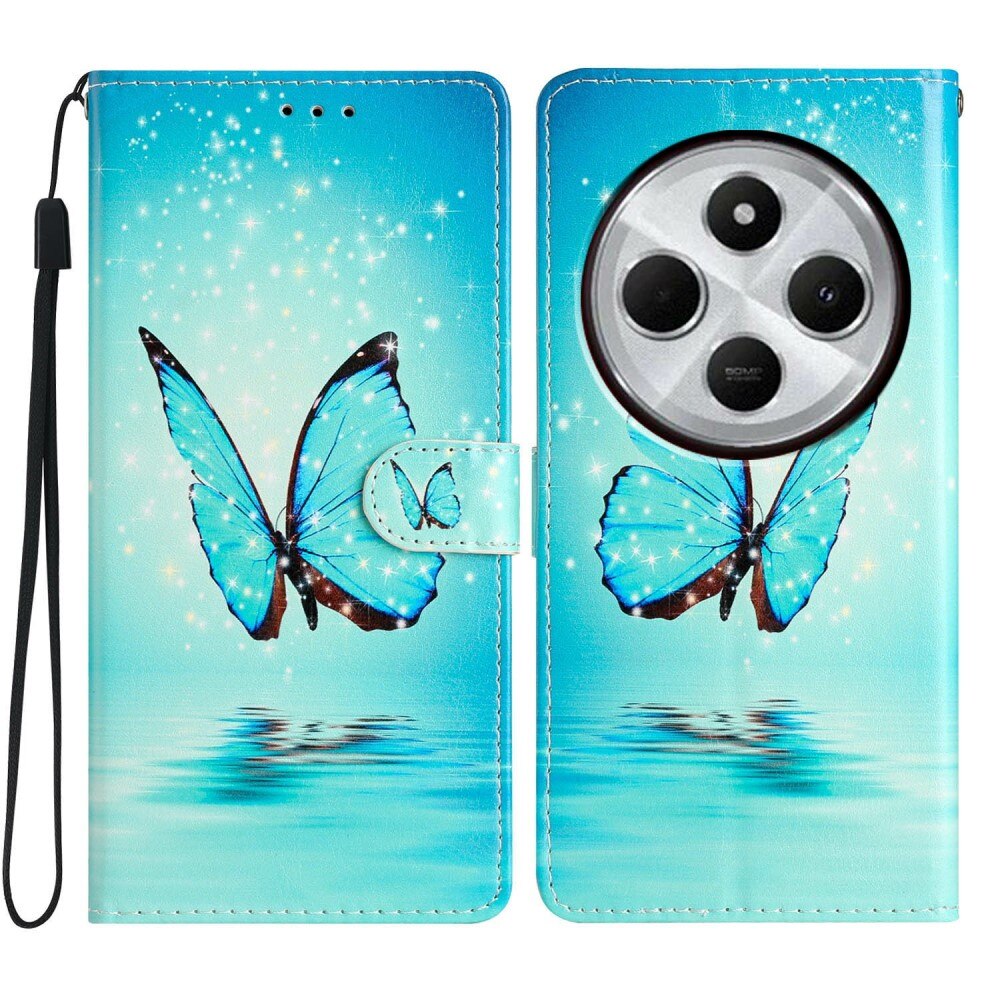 Xiaomi Redmi 14C Wallet Book Cover Blue Butterflies