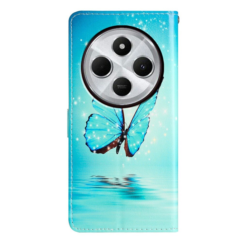 Xiaomi Redmi 14C Wallet Book Cover Blue Butterflies