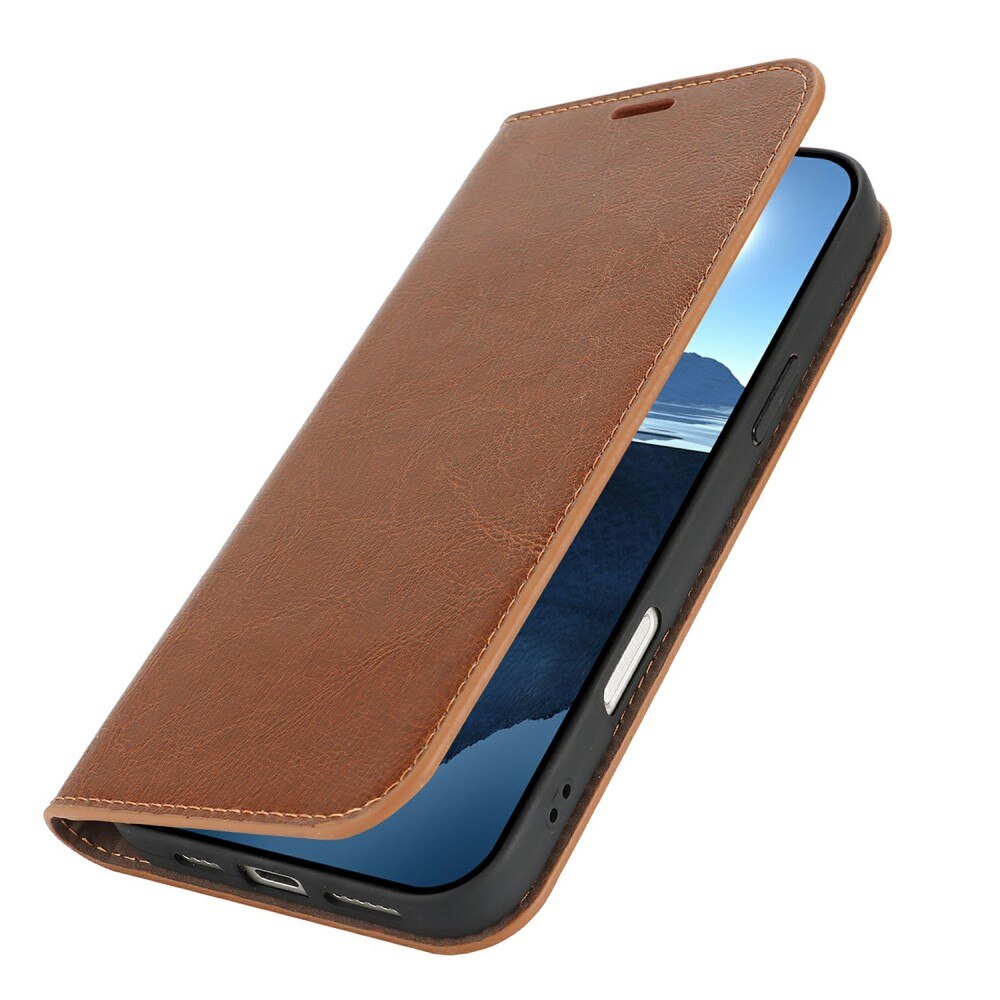 iPhone 16 Plus Genuine Leather Wallet Case Brown