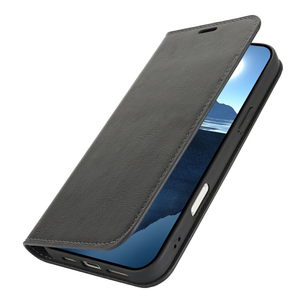 iPhone 16 Pro Genuine Leather Wallet Case Black