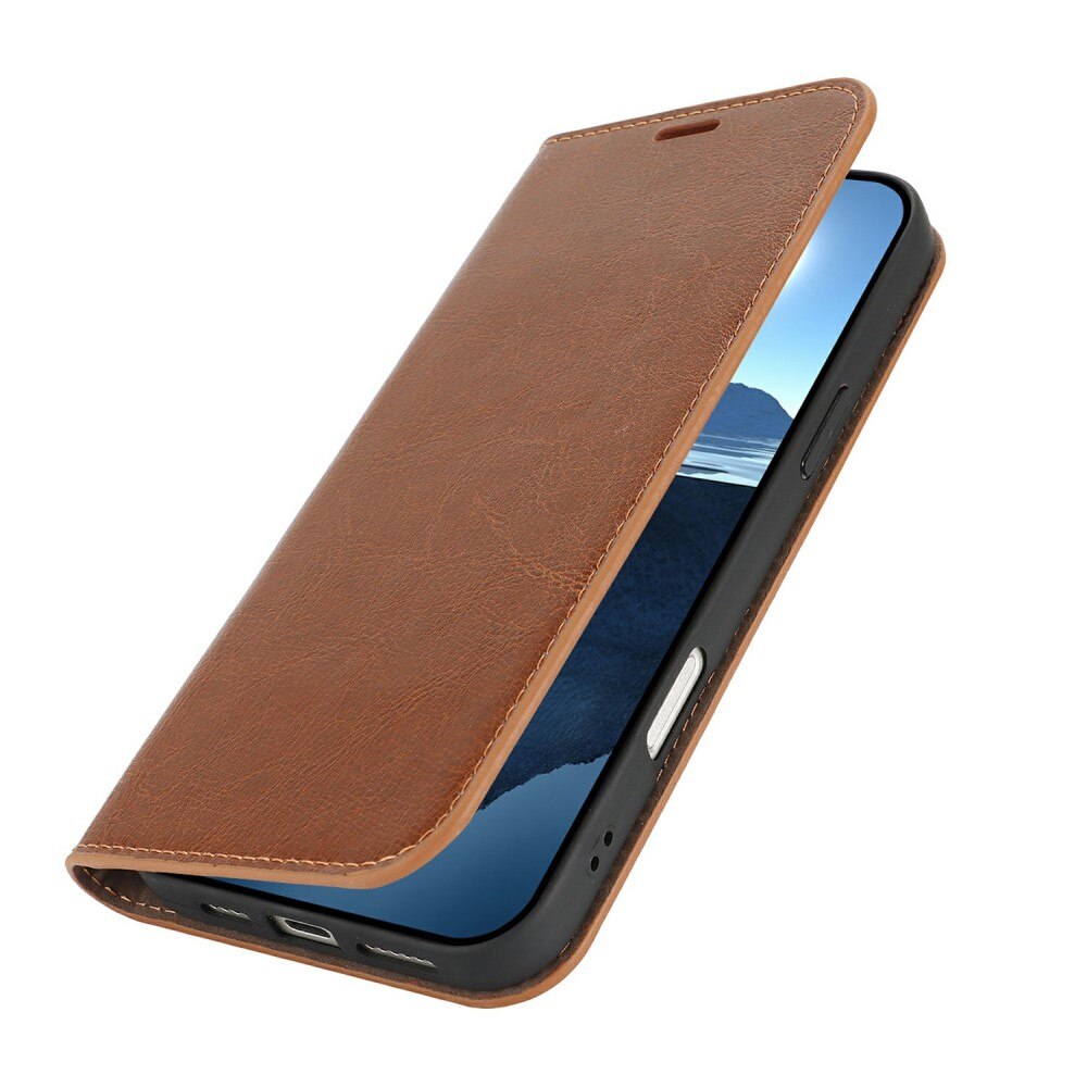 iPhone 16 Pro Genuine Leather Wallet Case Brown