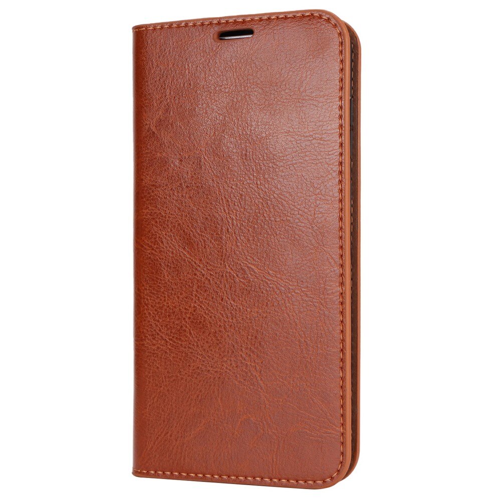 Samsung Galaxy S24 FE Genuine Leather Wallet Case Brown