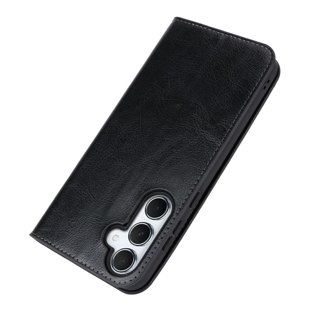 Samsung Galaxy S24 FE Genuine Leather Wallet Case Black