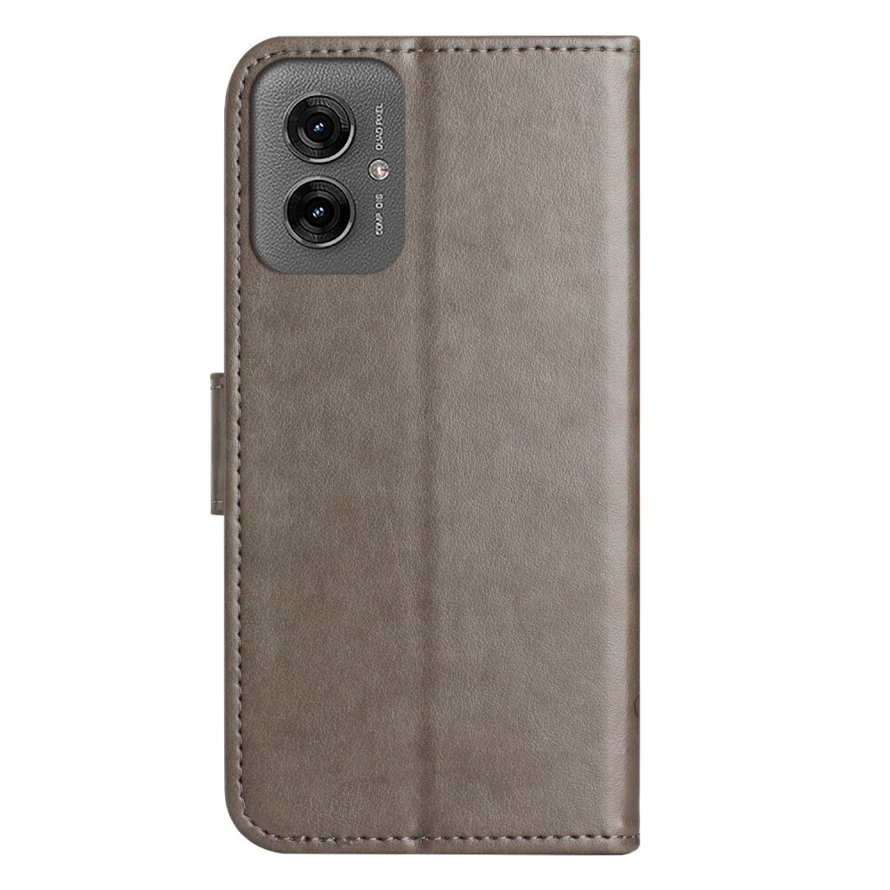 Motorola Moto G55 Leather Cover Imprinted Butterflies Grey