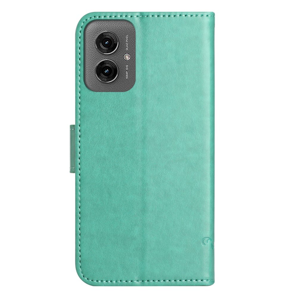 Motorola Moto G55 Leather Cover Imprinted Butterflies Green