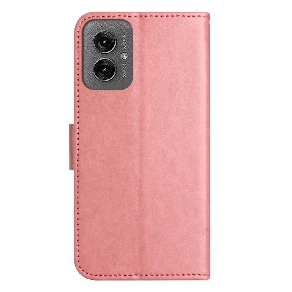 Motorola Moto G55 Leather Cover Imprinted Butterflies Pink