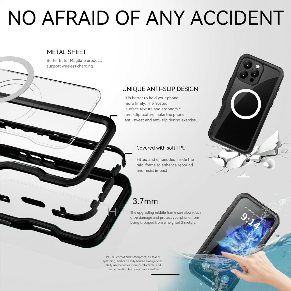 iPhone 16 Pro Waterproof Case MagSafe Transparent