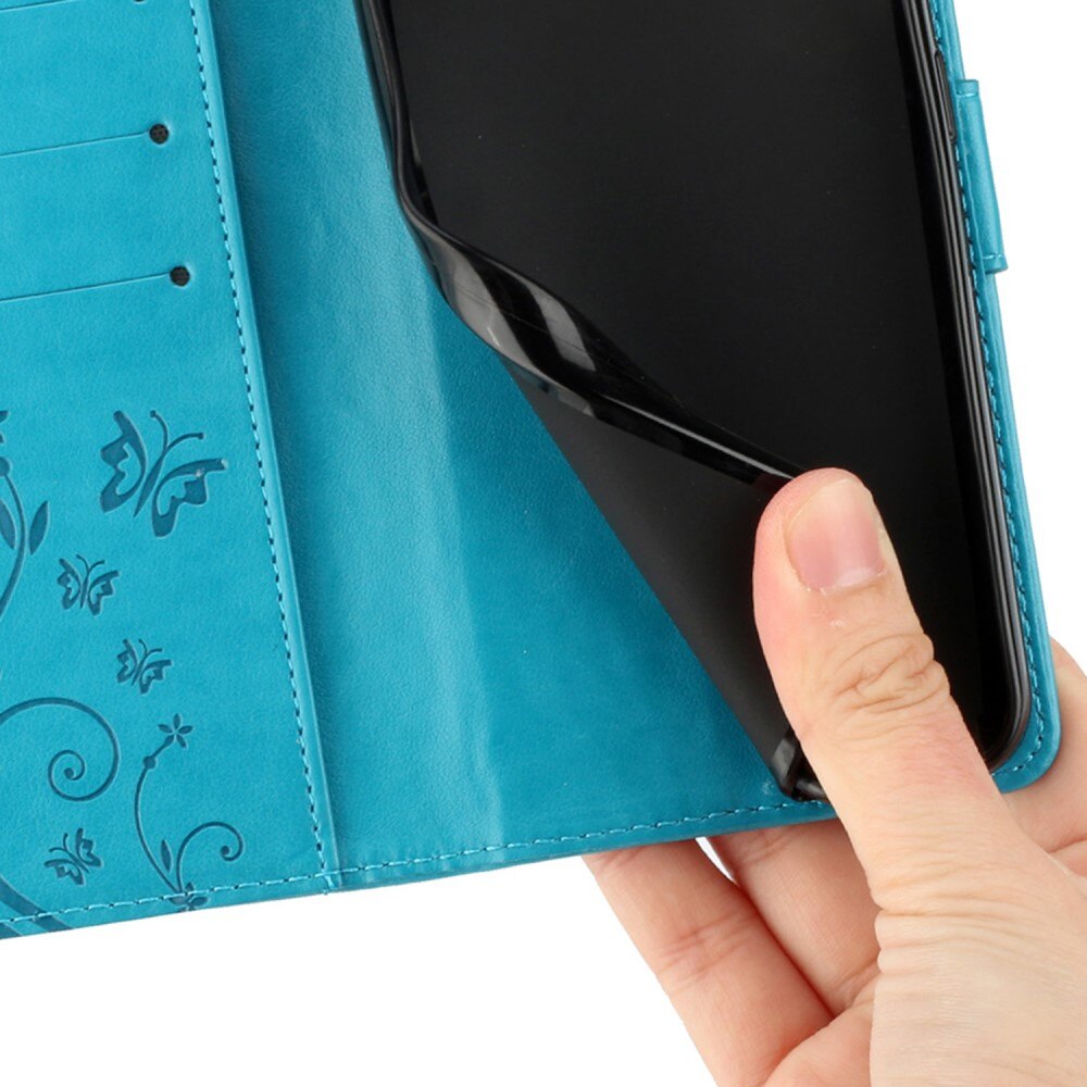 Xiaomi Redmi 14C Leather Cover Imprinted Butterflies Blue