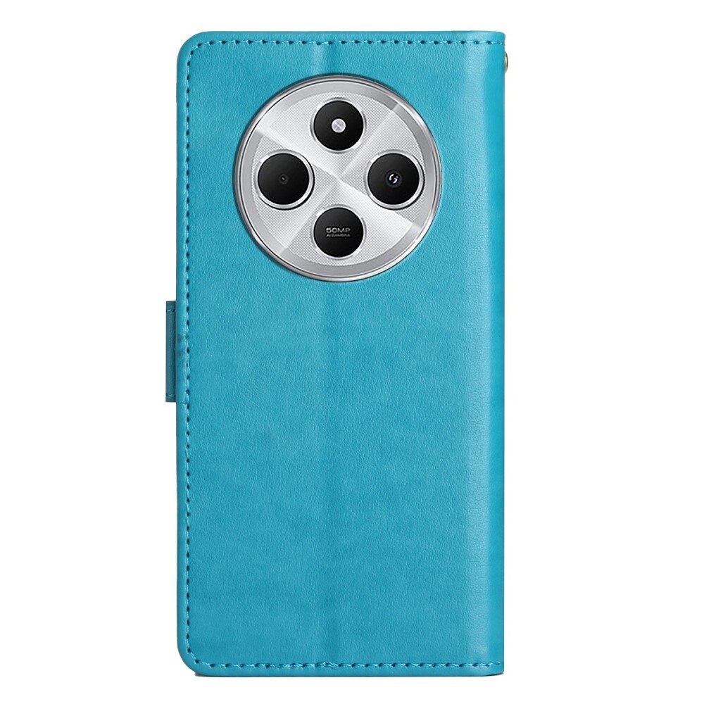 Xiaomi Redmi 14C Leather Cover Imprinted Butterflies Blue