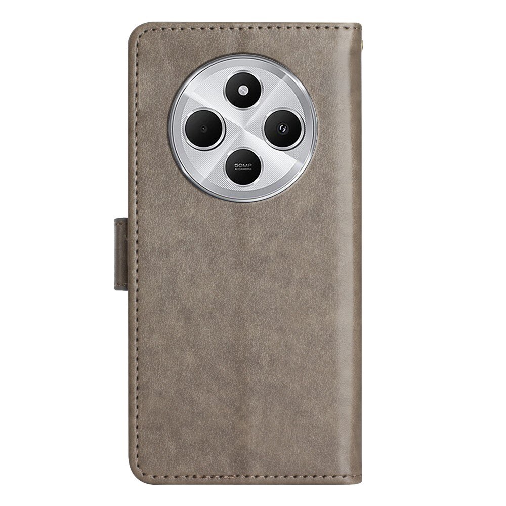 Xiaomi Redmi 14C Leather Cover Imprinted Butterflies Grey