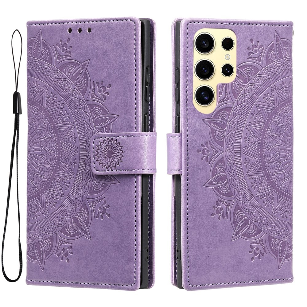 Samsung Galaxy S25 Ultra Leather Cover Mandala Purple