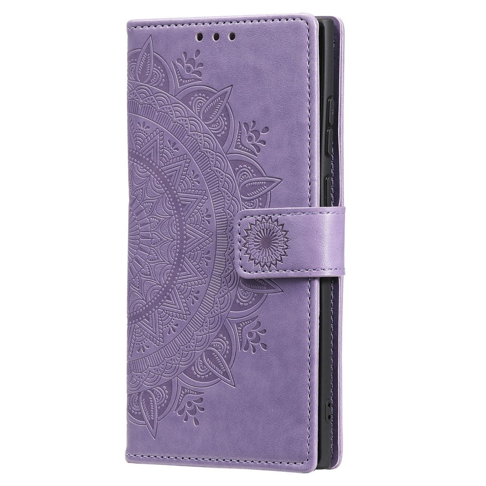 Samsung Galaxy S25 Ultra Leather Cover Mandala Purple