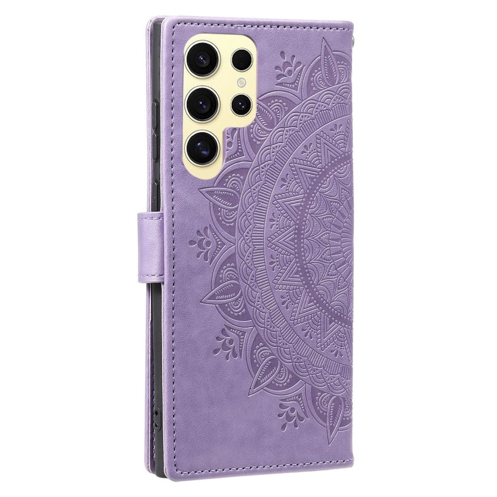 Samsung Galaxy S25 Ultra Leather Cover Mandala Purple