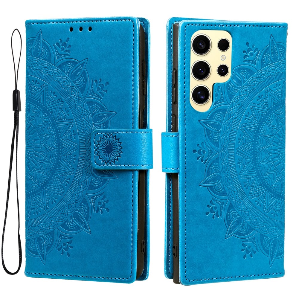 Samsung Galaxy S25 Ultra Leather Cover Mandala Blue