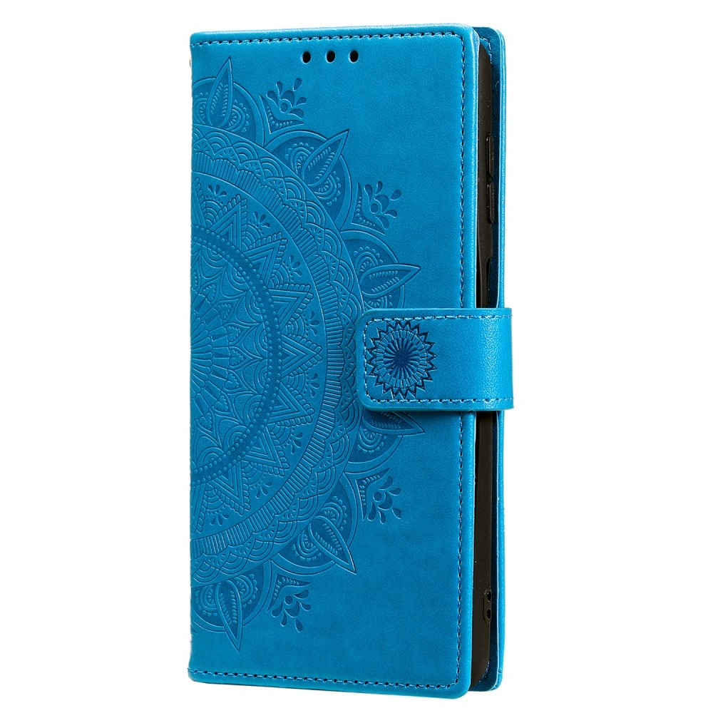 Samsung Galaxy S25 Ultra Leather Cover Mandala Blue