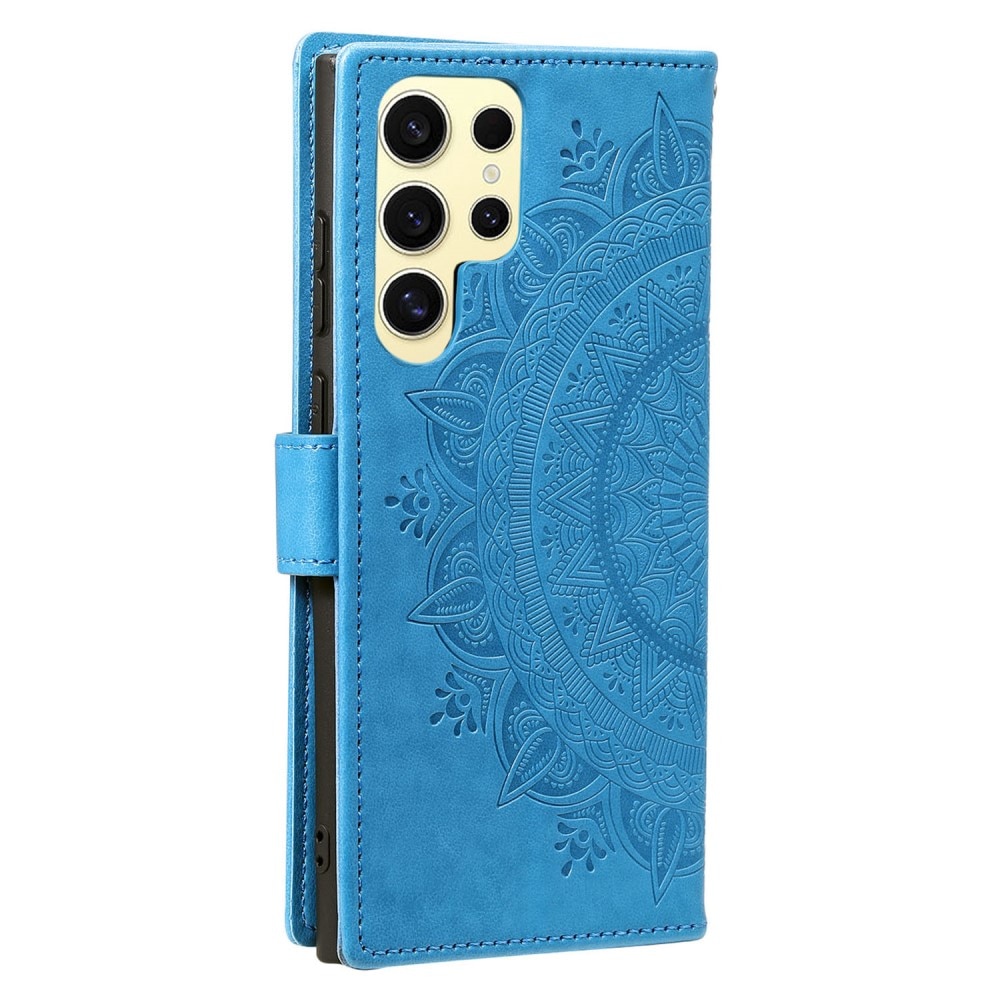 Samsung Galaxy S25 Ultra Leather Cover Mandala Blue