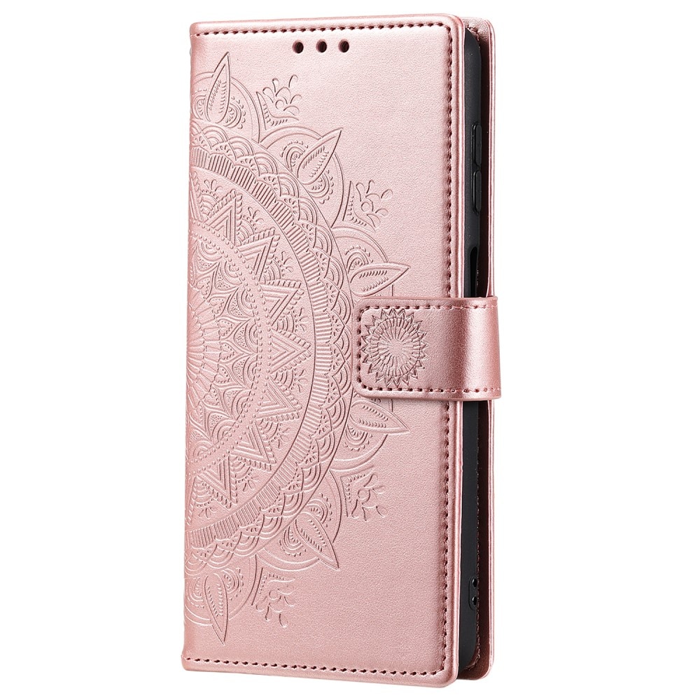 Samsung Galaxy S25 Ultra Leather Cover Mandala Rose Gold